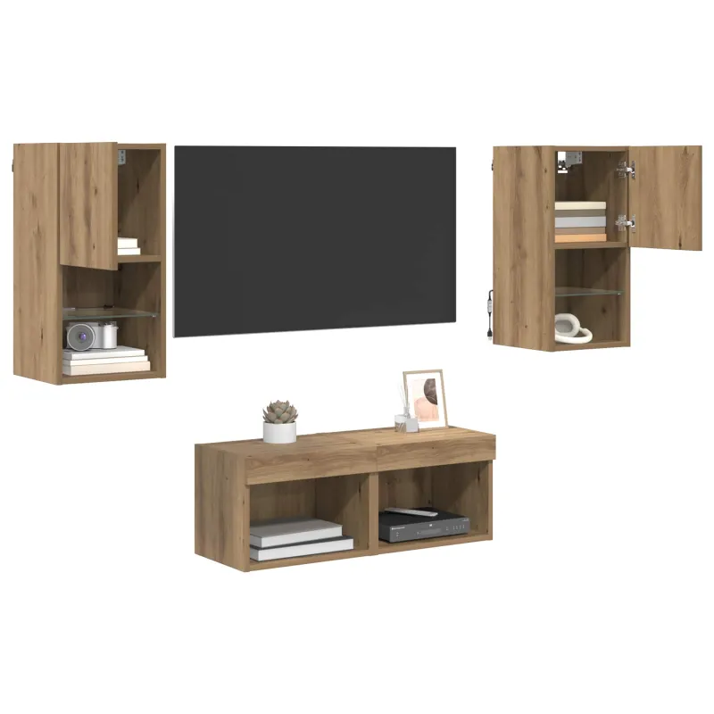TV sieniniai spintelės 4 pcs Amatininkų ąžuolas