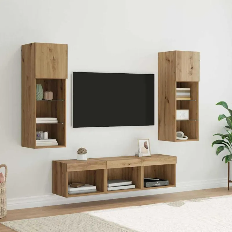 TV sieniniai vienetai 5 pcs Juodas ąžuolas Apdirbta mediena