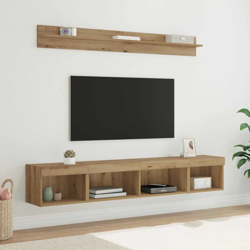 TV sieninio kabineto komplektas su LED 5 pcs Amatininkų ąžuolas