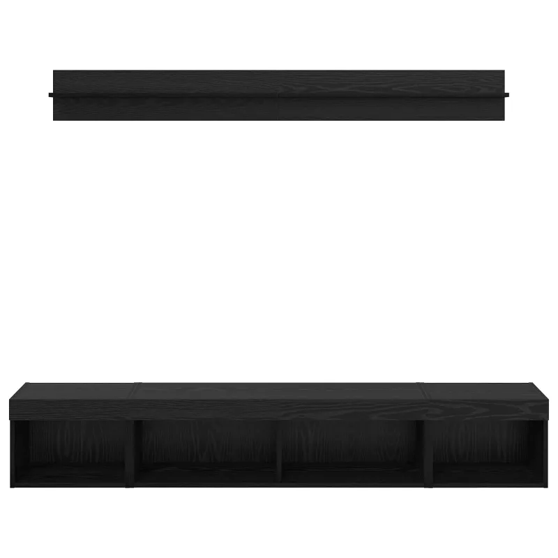 TV sieninio kabineto komplektas su LED 5 pcs Juodas ąžuolas