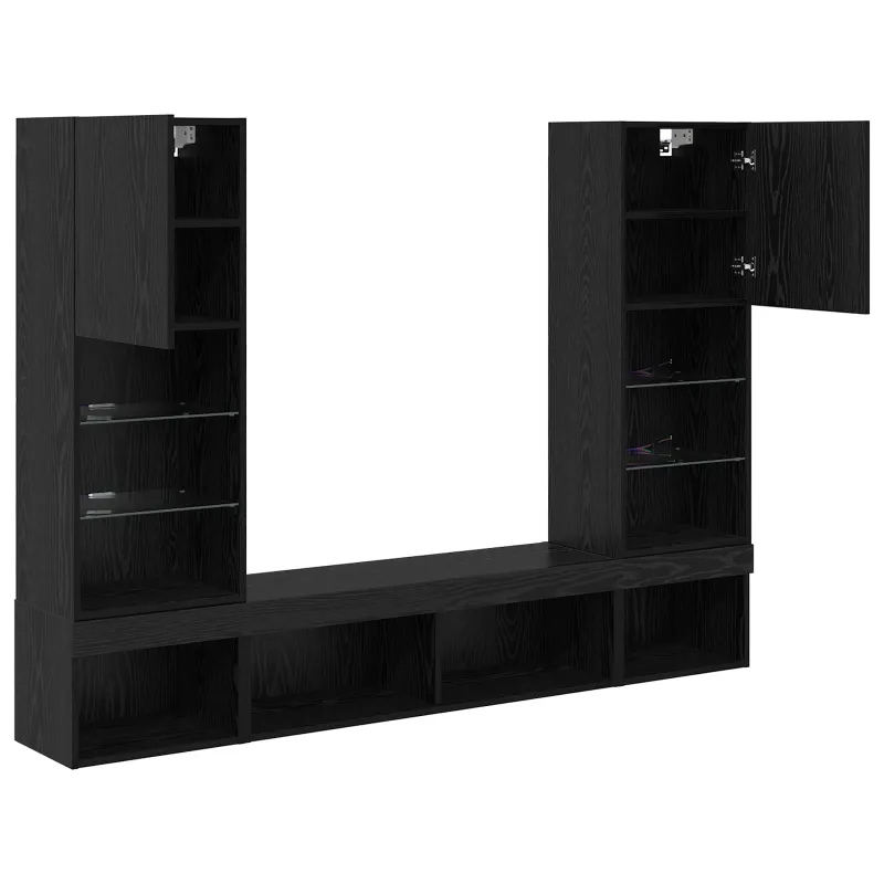 Televizorių sieniniai baldai su LED 5 pcs 40,5 x 30 x 102 cm