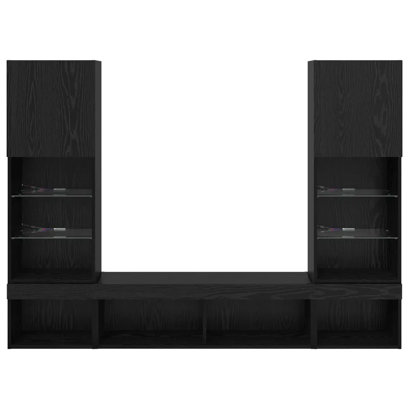 Televizorių sieniniai baldai su LED 5 pcs 40,5 x 30 x 102 cm