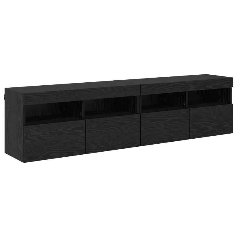 Televizoriaus sieninis modulis su LED 4 pcs Juodas ąžuolas