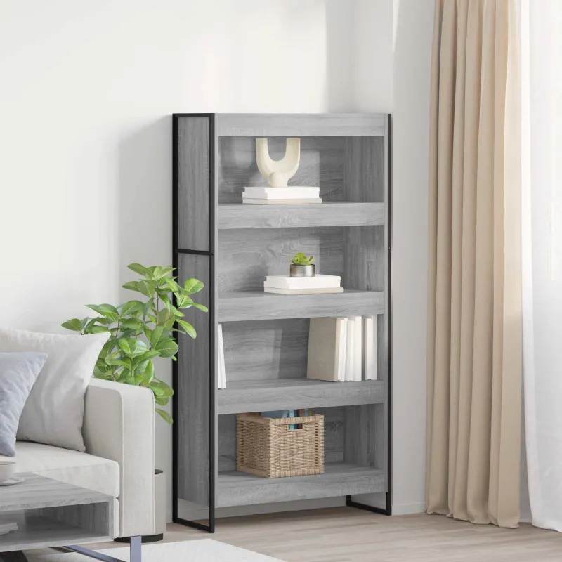 Knygų spinta 2 pcs Pilkas Sonoma 80 x 30 x 155 cm