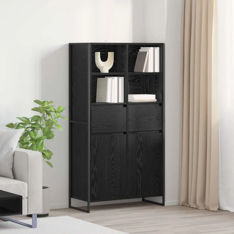 Kabalas su stalčių 2 pcs Juodas ąžuolas 81 x 36 x 150.5 cm
