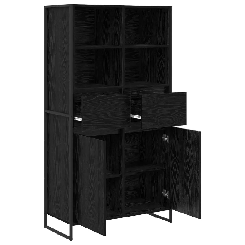 Kabalas su stalčių 2 pcs Juodas ąžuolas 81 x 36 x 150.5 cm