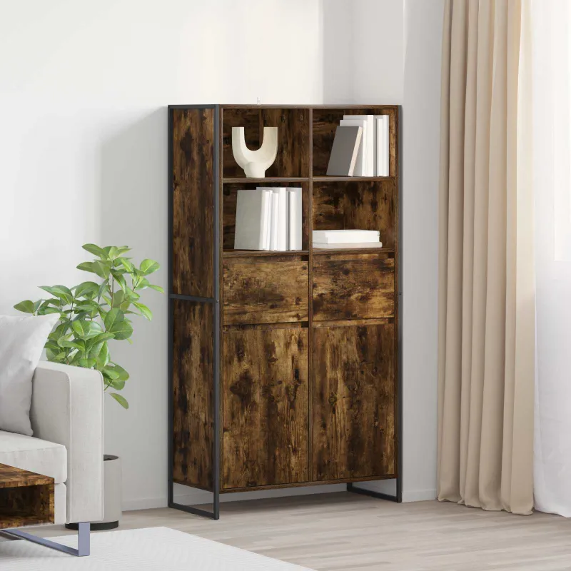 Kabalas su stalčių 2 pcs Dūminis ąžuolas 81 x 36 x 150.5 cm