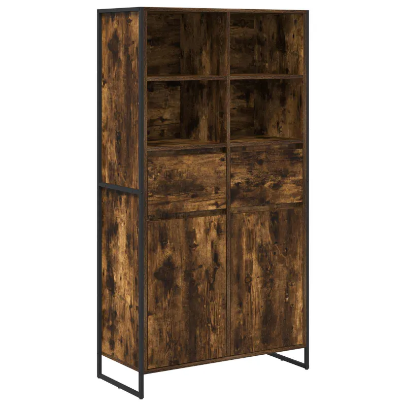 Kabalas su stalčių 2 pcs Dūminis ąžuolas 81 x 36 x 150.5 cm