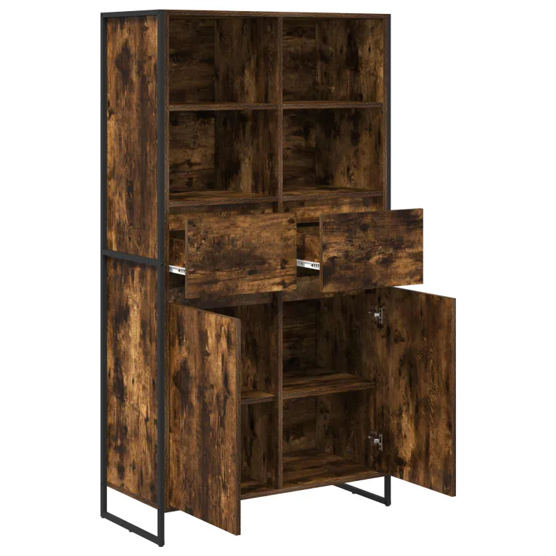 Kabalas su stalčių 2 pcs Dūminis ąžuolas 81 x 36 x 150.5 cm