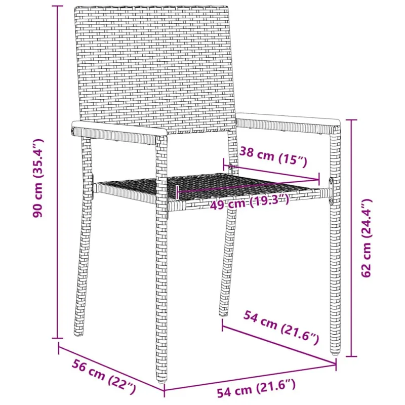 Sodo krėslai, kurie vienas ant kito sukraunami 4 pcs