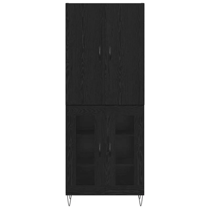 Aukštas spintelė 2 pcs Juodas ąžuolas