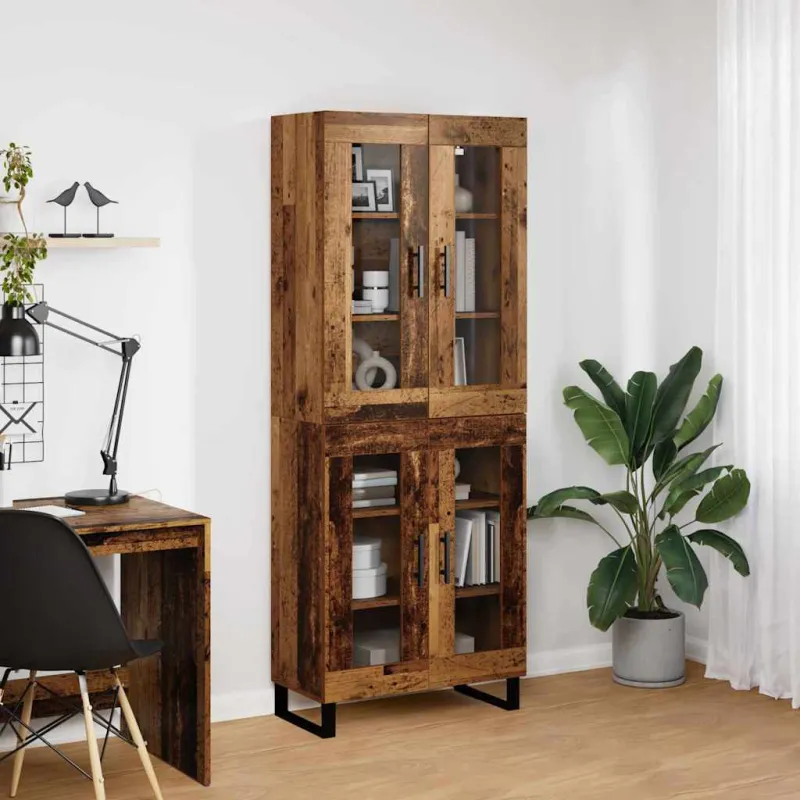 Aukštas spintelė 2 pcs Senovinis medis