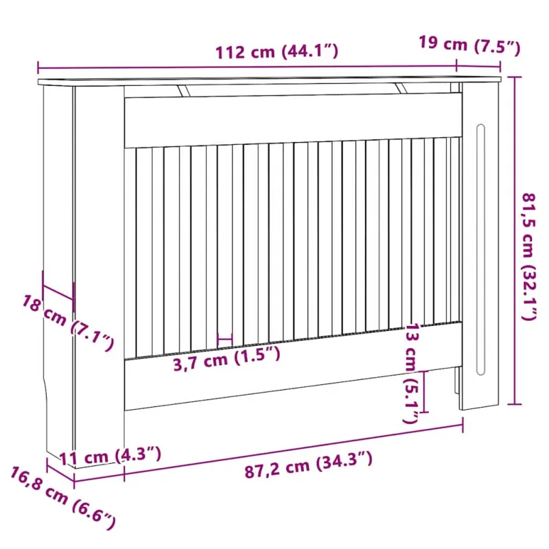 Radiatoriaus dangtis 2 pcs Sonoma ąžuolas 112 x 19 x 81,5cm