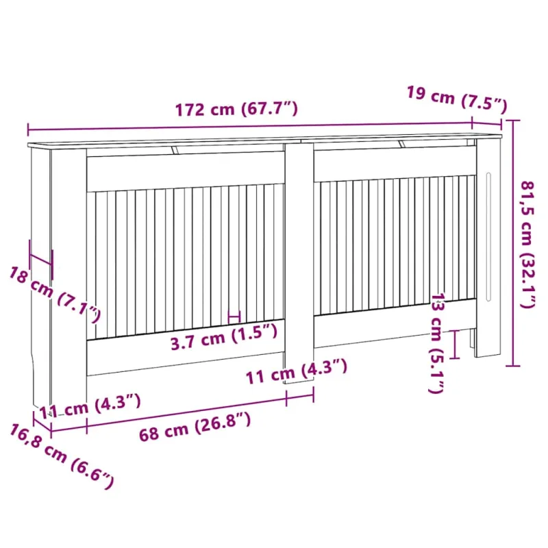 Radiatoriaus dangtis 2 pcs Pilka 172 x 19 x 81,5cm