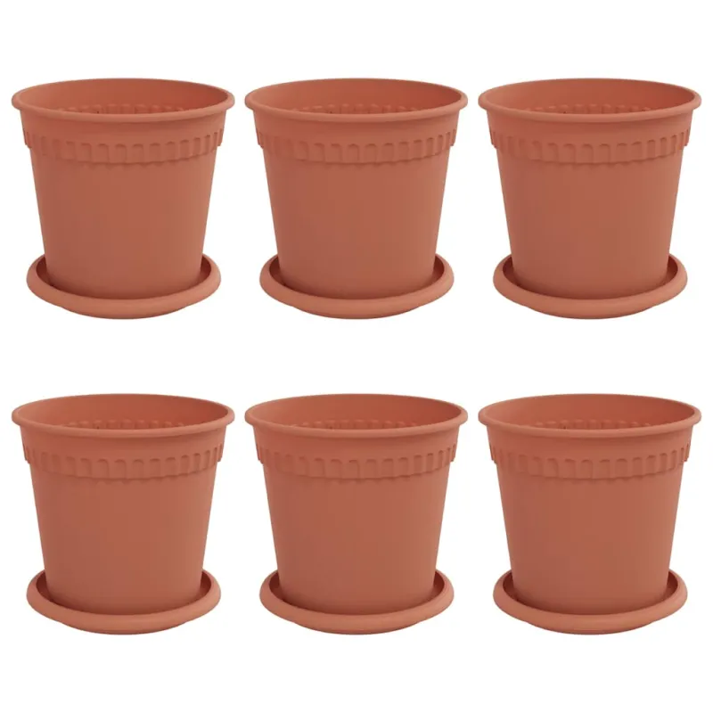 Augalų vazonai 6 pcs Raudona plyta Ø 17 x 14 cm Plastmasė