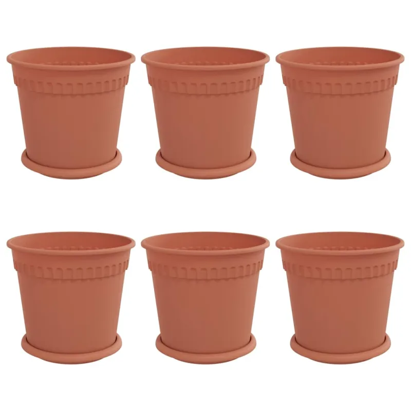 Augalų vazonai 6 pcs Raudona plyta Ø 19 x 16 cm Plastmasė