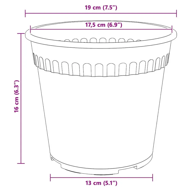 Augalų vazonai 6 pcs Raudona plyta Ø 19 x 16 cm Plastmasė