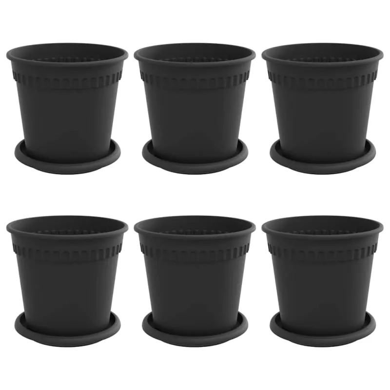 Augalų vazonai 6 pcs Juoda Ø 17 x 14 cm Plastmasė