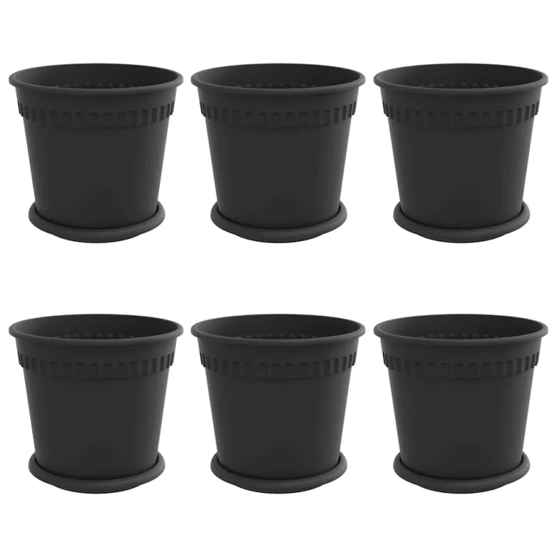 Augalų vazonai 6 pcs Juoda Ø 19 x 16 cm Plastmasė