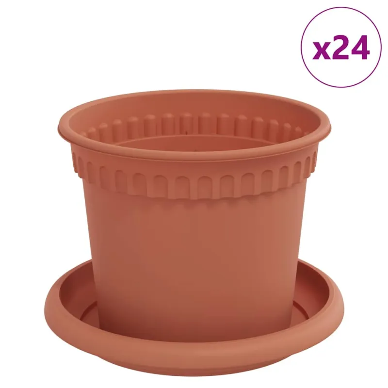 Augalų vazonai 24 pcs Raudona plyta Ø 12,5 x 10 cm Plastmasė