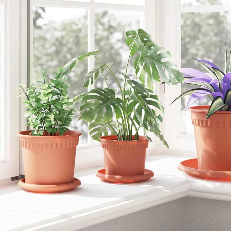 Augalų vazonai 24 pcs Raudona plyta Ø 12,5 x 10 cm Plastmasė