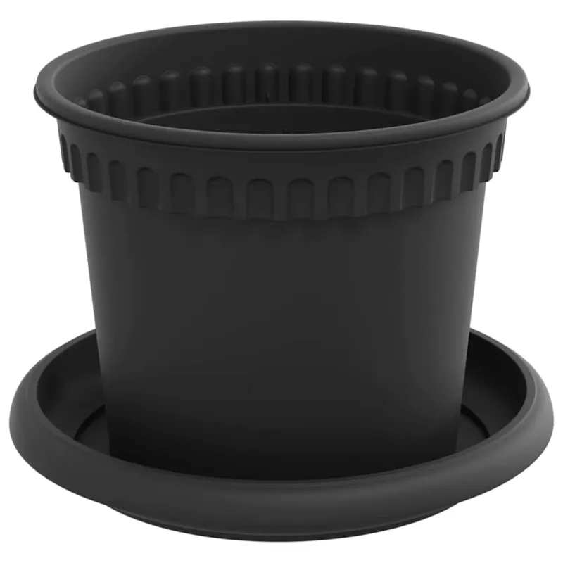 Augalų vazonai 24 pcs Juoda Ø 12,5 x 10 cm Plastmasė