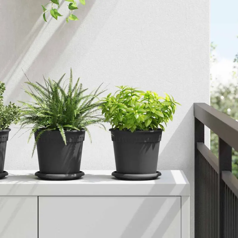 Augalų vazonai 24 pcs Juoda Ø 17 x 14 cm Plastmasė