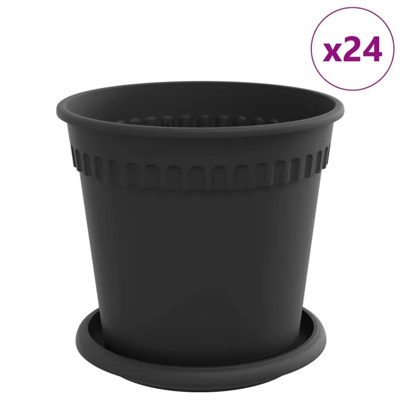 Augalų vazonai 24 pcs Juoda Ø 17 x 14 cm Plastmasė