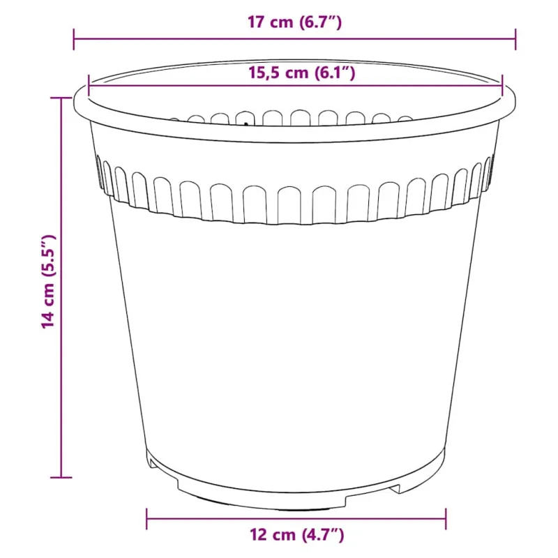 Augalų vazonai 24 pcs Juoda Ø 17 x 14 cm Plastmasė