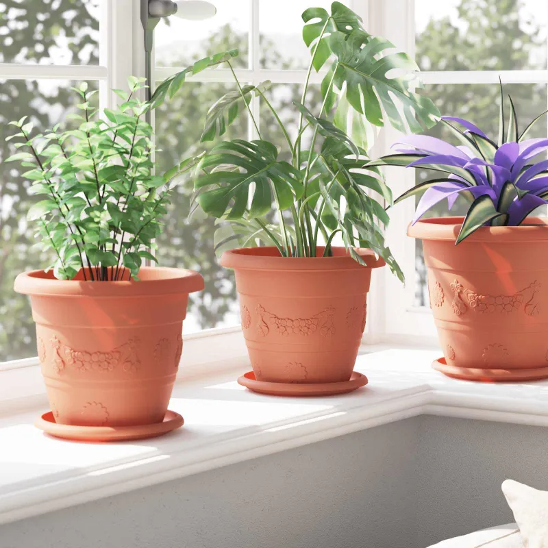 Augalų vazonai 6 pcs Raudona plyta Ø 22 x 18 cm Plastmasė
