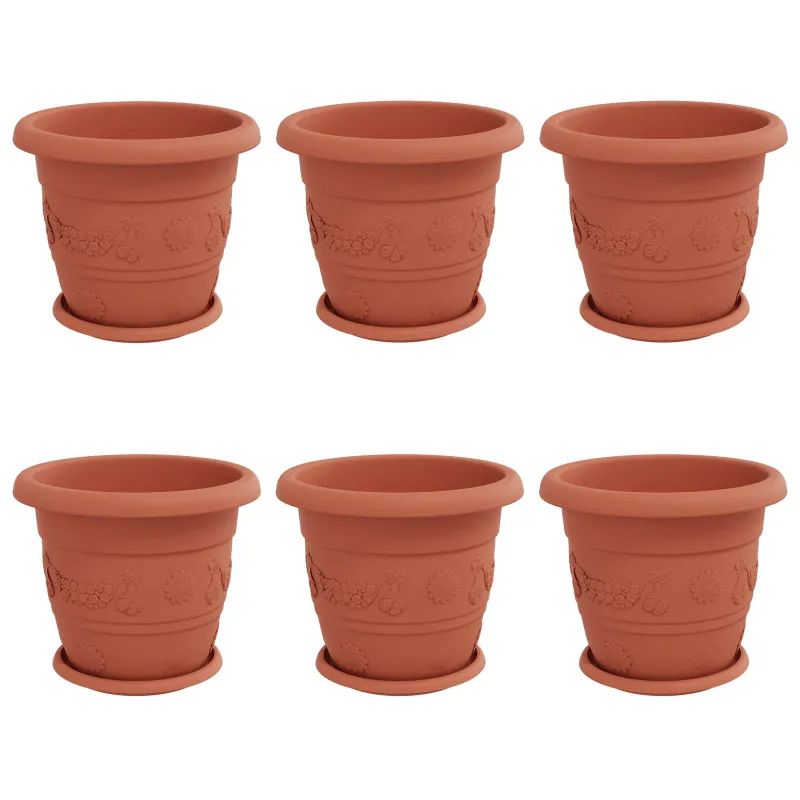 Augalų vazonai 6 pcs Raudona plyta Ø 30 x 25 cm Plastmasė