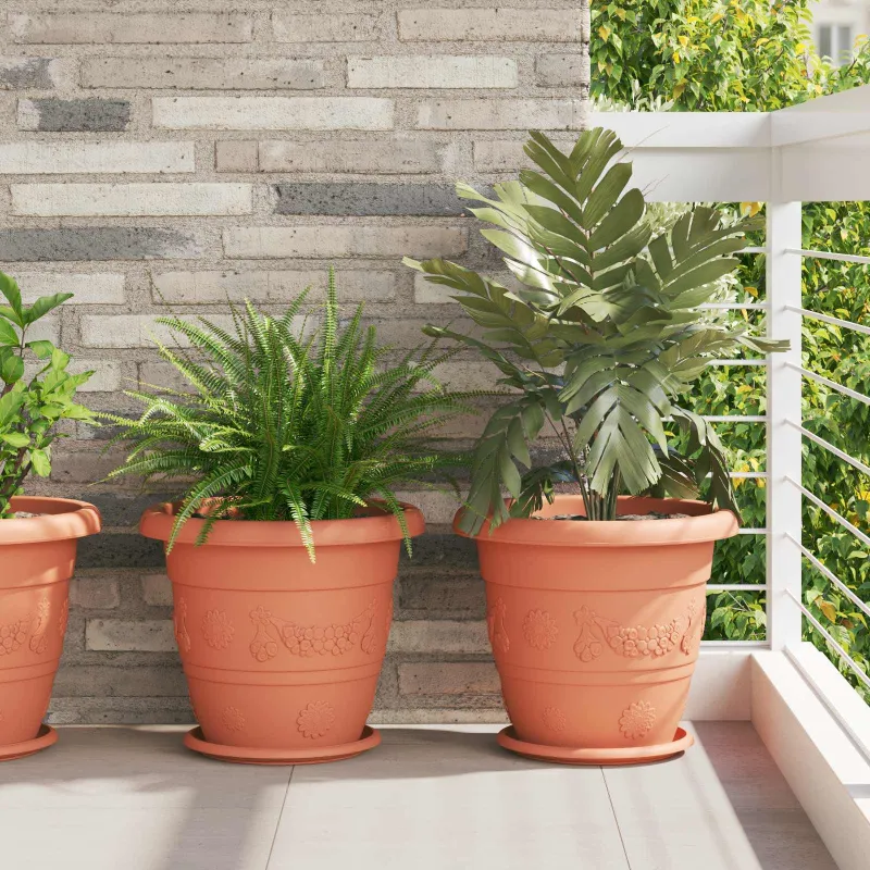 Augalų vazonai 6 pcs Raudona plyta Ø 39 x 32 cm Plastmasė