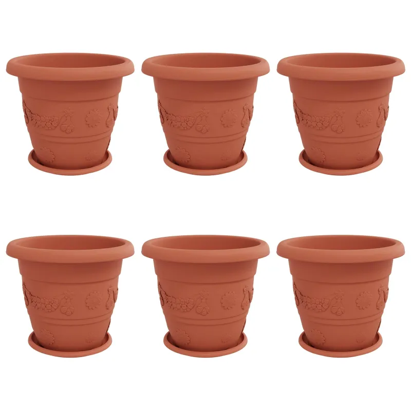 Augalų vazonai 6 pcs Raudona plyta Ø 39 x 32 cm Plastmasė