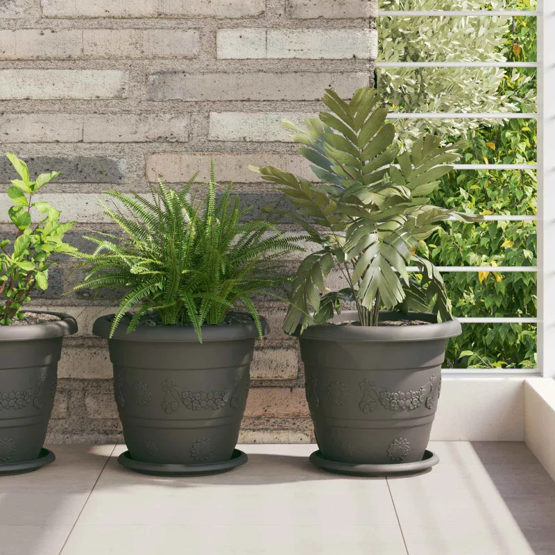 Augalų vazonai 6 pcs Juoda Ø 26 x 21.5 cm Plastmasė