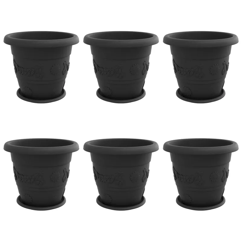 Augalų vazonai 6 pcs Juoda Ø 39 x 32 cm Plastmasė