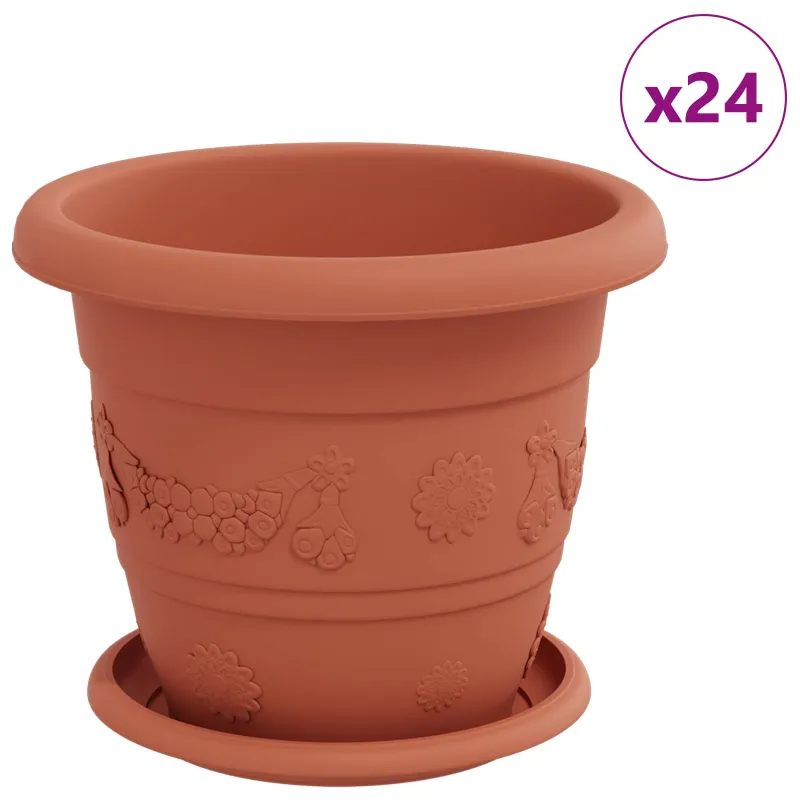 Augalų vazonai 24 pcs Raudona plyta Ø 22 x 18 cm Plastmasė