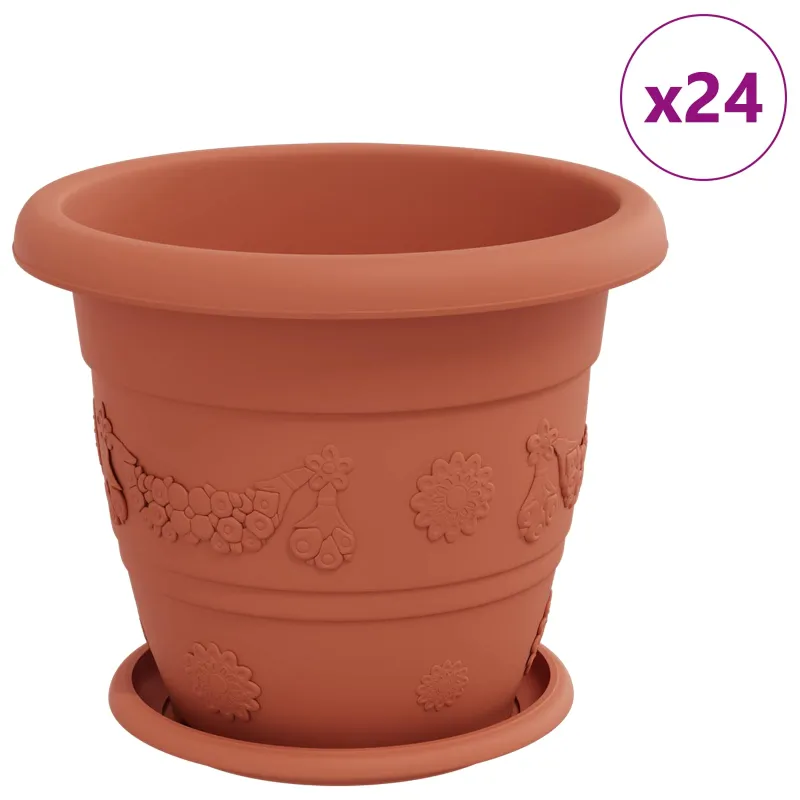 Augalų vazonai 24 pcs Raudona plyta Ø 26 x 21.5 cm Plastmasė