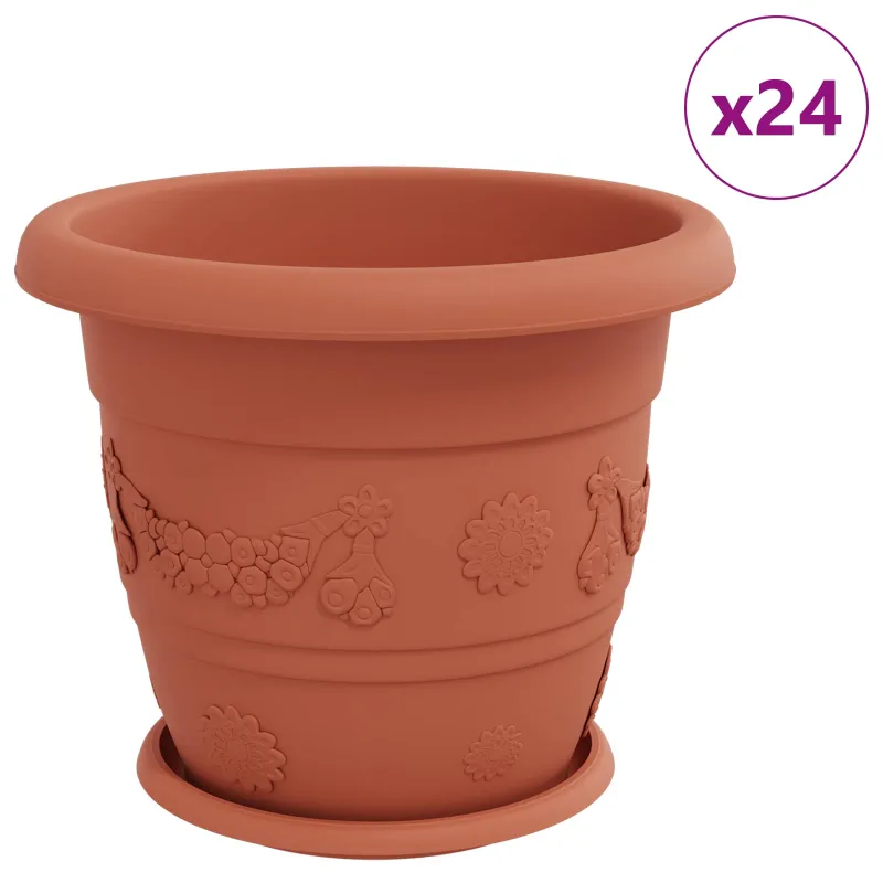 Augalų vazonai 24 pcs Raudona plyta Ø 34 x 28 cm Plastmasė