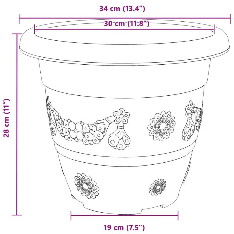 Augalų vazonai 24 pcs Raudona plyta Ø 34 x 28 cm Plastmasė
