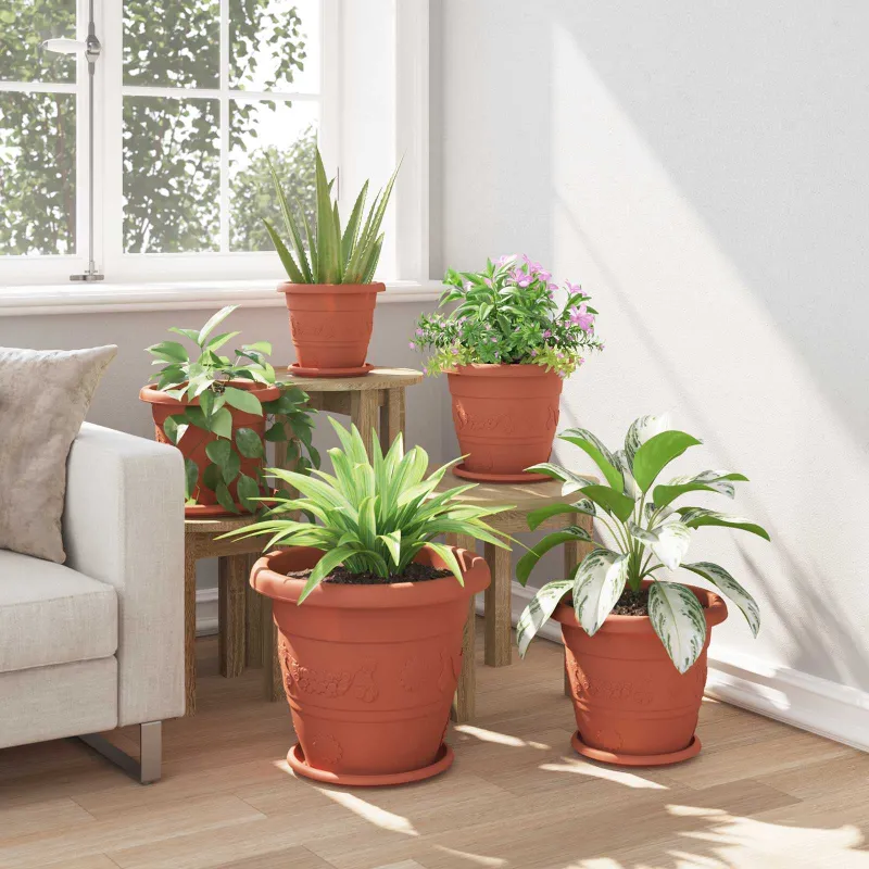 Augalų vazonai 24 pcs Raudona plyta Ø 39 x 32 cm Plastmasė