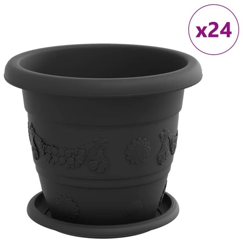 Augalų vazonai 24 pcs Juoda Ø 22 x 18 cm Plastmasė
