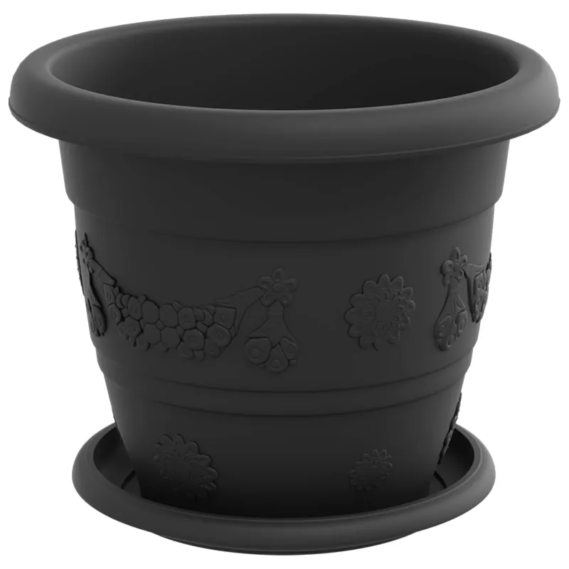 Augalų vazonai 24 pcs Juoda Ø 22 x 18 cm Plastmasė