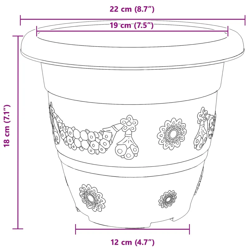 Augalų vazonai 24 pcs Juoda Ø 22 x 18 cm Plastmasė