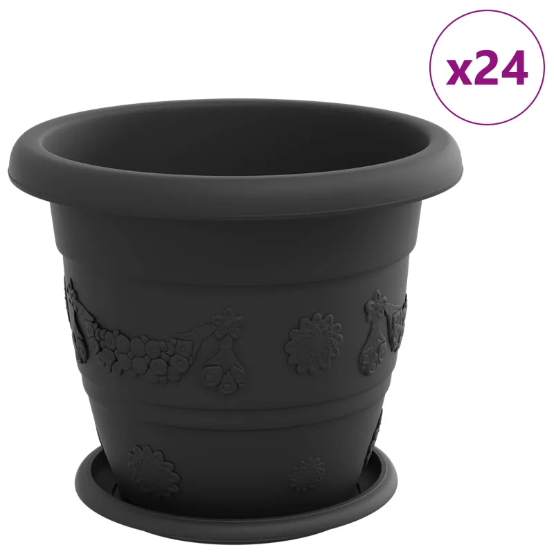 Augalų vazonai 24 pcs Juoda Ø 26 x 21.5 cm Plastmasė