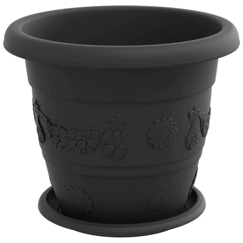 Augalų vazonai 24 pcs Juoda Ø 26 x 21.5 cm Plastmasė