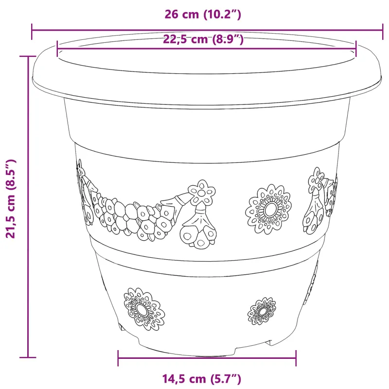 Augalų vazonai 24 pcs Juoda Ø 26 x 21.5 cm Plastmasė