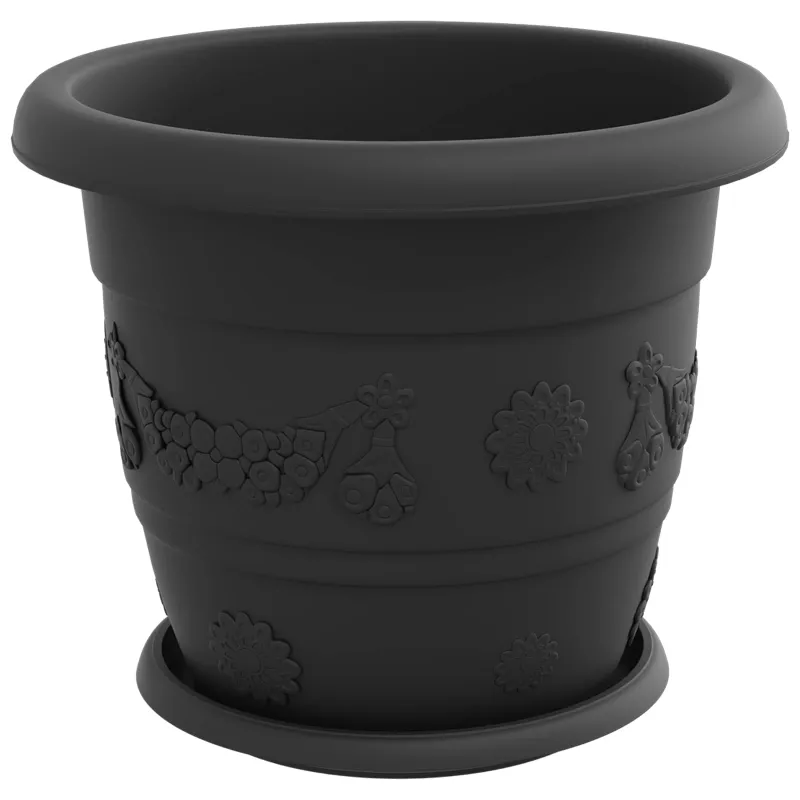 Augalų vazonai 24 pcs Juoda Ø 30 x 25 cm Plastmasė