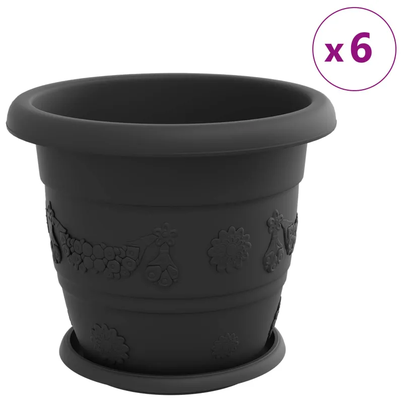 Augalų vazonai 24 pcs Juoda Ø 30 x 25 cm Plastmasė