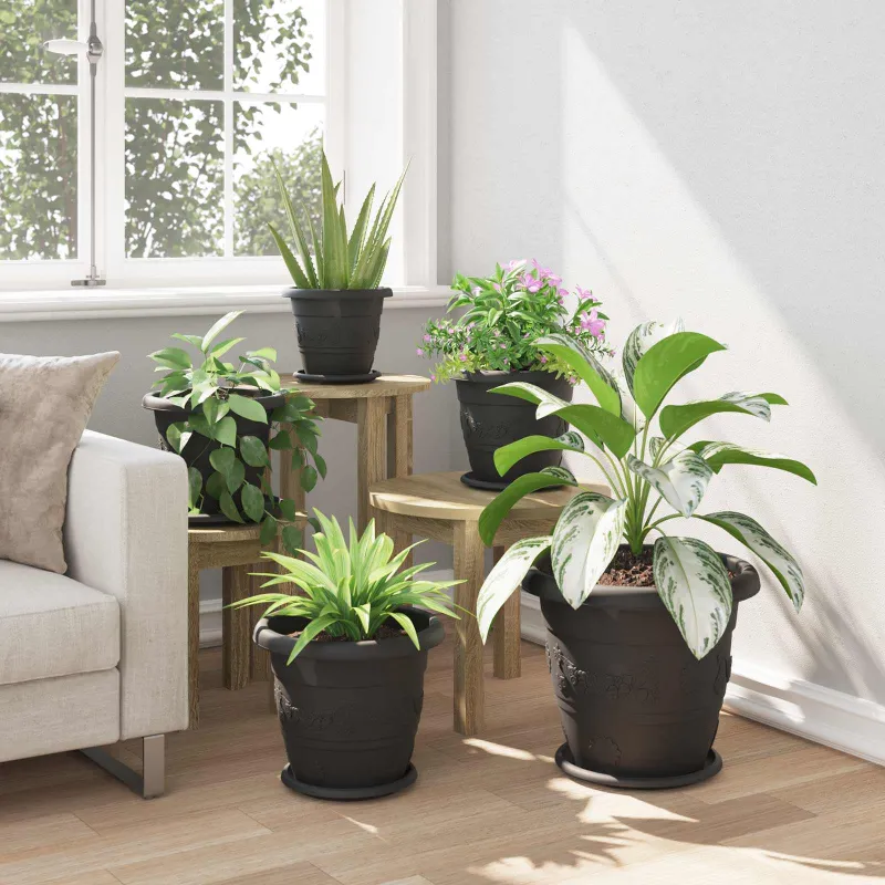 Augalų vazonai 24 pcs Juoda Ø 30 x 25 cm Plastmasė