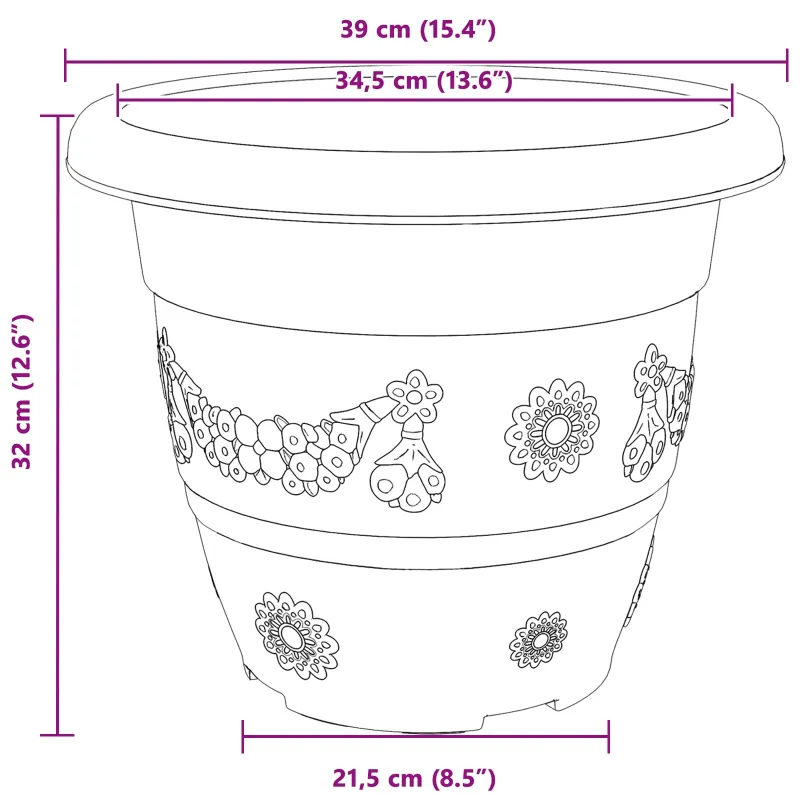 Augalų vazonai 24 pcs Juoda Ø 39 x 32 cm Plastmasė